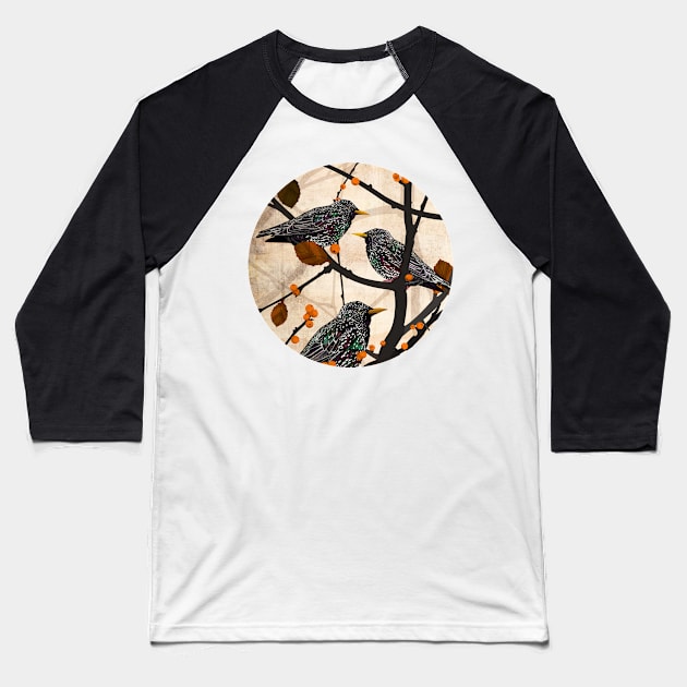 Starlings Baseball T-Shirt by KatherineBlowerDesigns